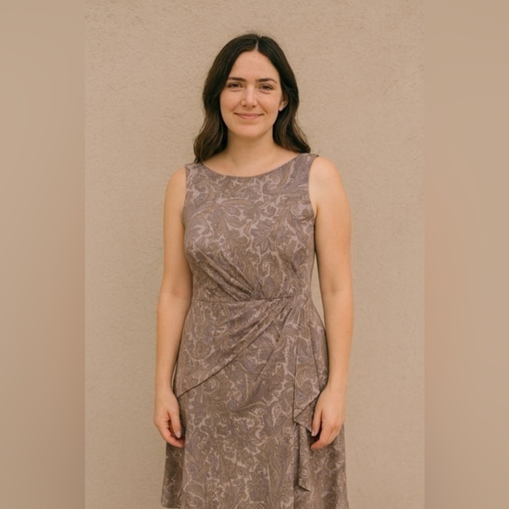 LRL Lauren Ralph Lauren Purple Paisley Draped Dress Size 4